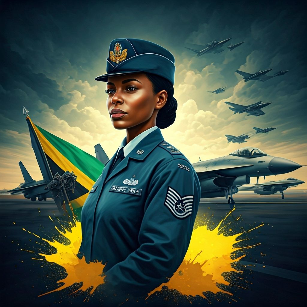 Air Force Veteran with Jamaican Flag and Jets, Illustration ...