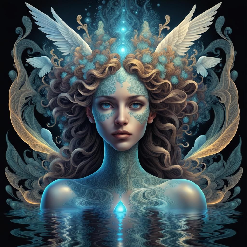 Bioluminescent Portrait of Narcissus and Echo Myth