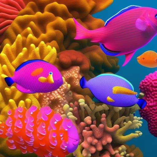 Vibrant Underwater Seascape with Coral and Tropical Fish