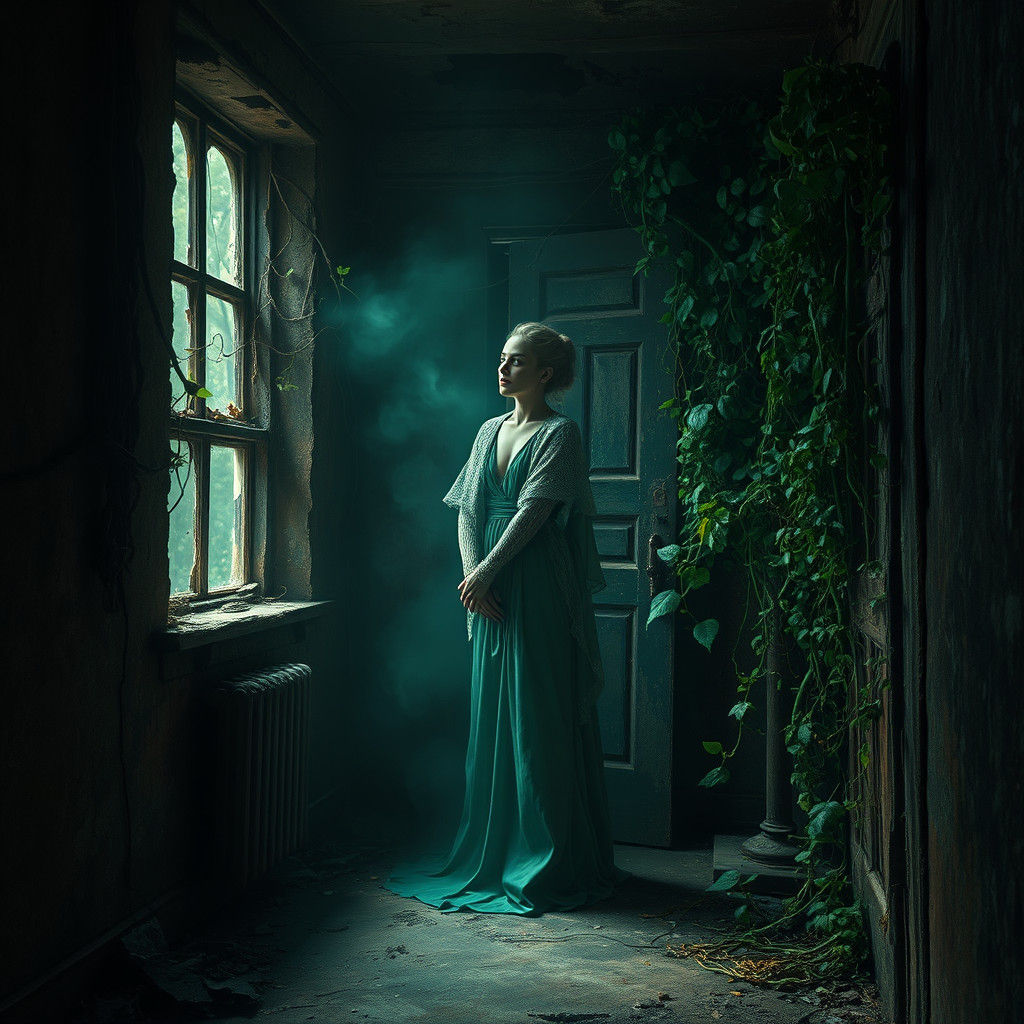 Ethereal Spirit in Abandoned Room: Matte Painting