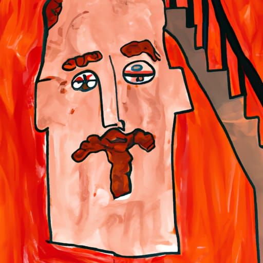 Grotesque Cartoon Figure with Hole and Staircase