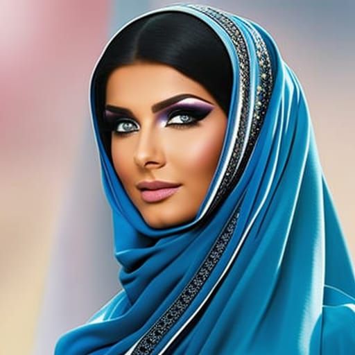 Elegant Arab Woman Portrait in Realistic Style