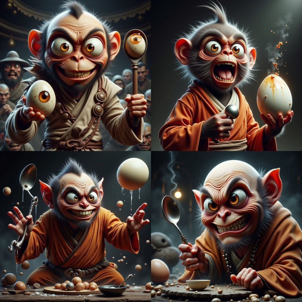 Shaolin Monkey Monk Meets an Angry Egg
