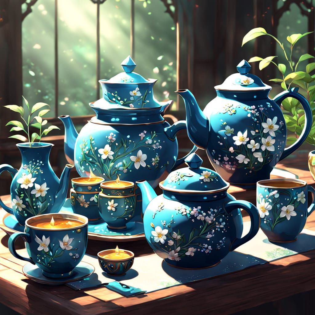 enchanted teapots and cups