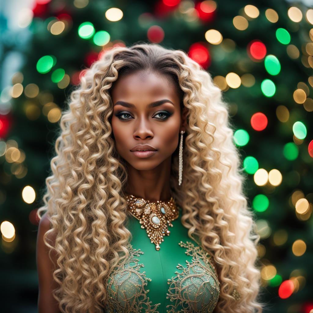 Hyperrealistic Portrait of Model with Metallic Gifts