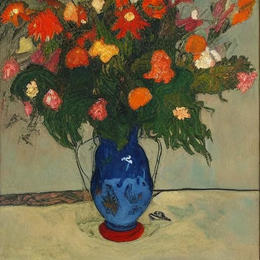 Neo-Classical Flowers in Ming Vase Oil Painting