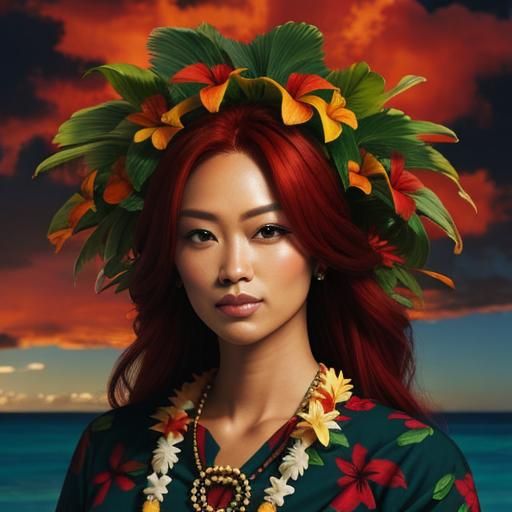 Hawaiian Redhead Beauty in Paradise