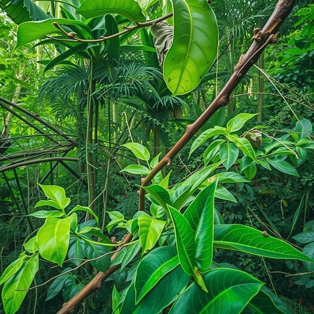 Vibrant South American Jungle Scene with Moth Vine