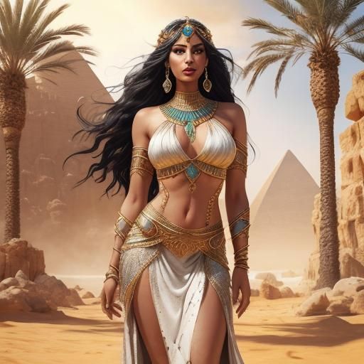 Goddess Ishtar in a Sunny Desert: Hyperrealistic Portrait