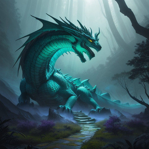 Majestic Dragon Roams Fantasy Realm