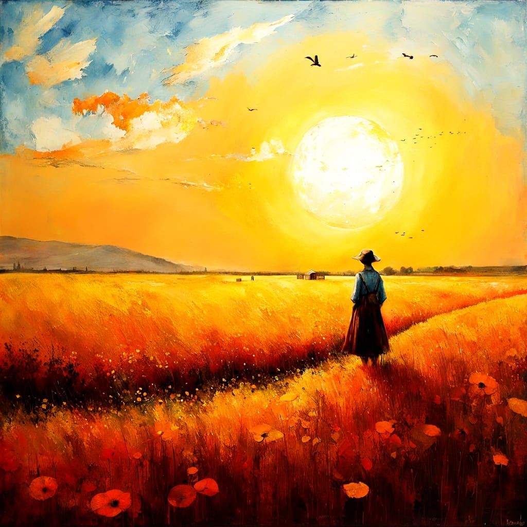 Summer Expressionist Painting with Impasto Textures