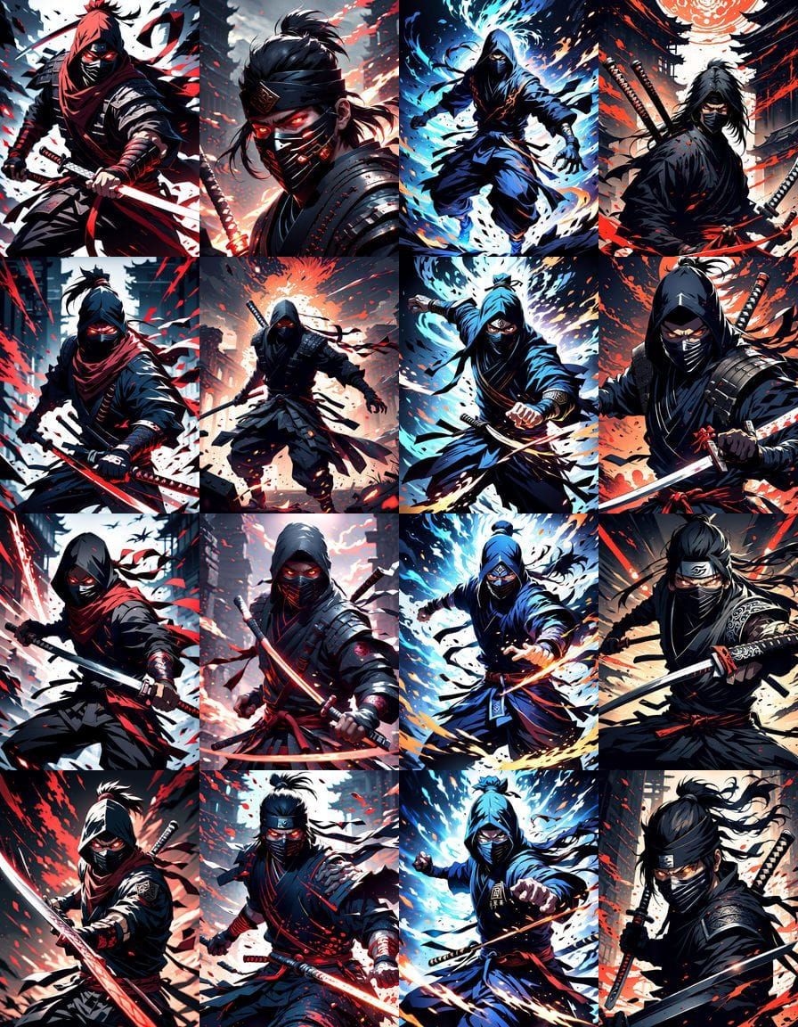 Dynamic Anime Shadow Ninja Attack Scene