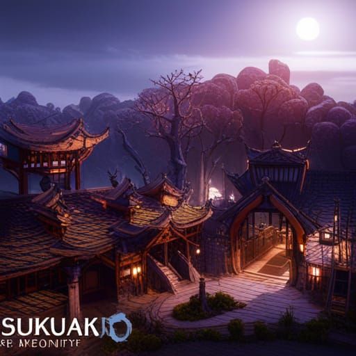 Detailed Matte Painting of Shukaku in Deep Color