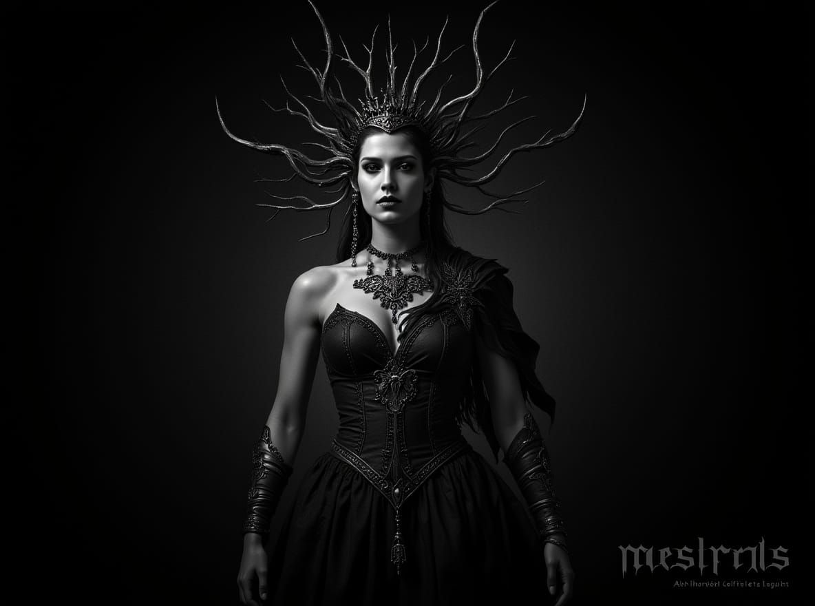 Mystical Black and White Fantasy Scene in HDR