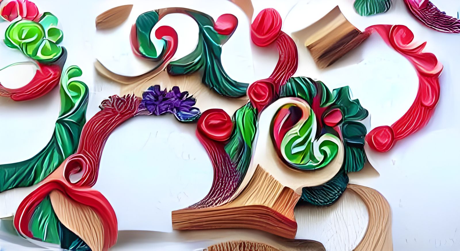 Colorful Christmas Woodcut Quilling Artwork