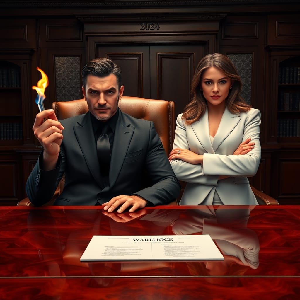 Stylish Warlock and Witch Law Firm in Matte Painting Style