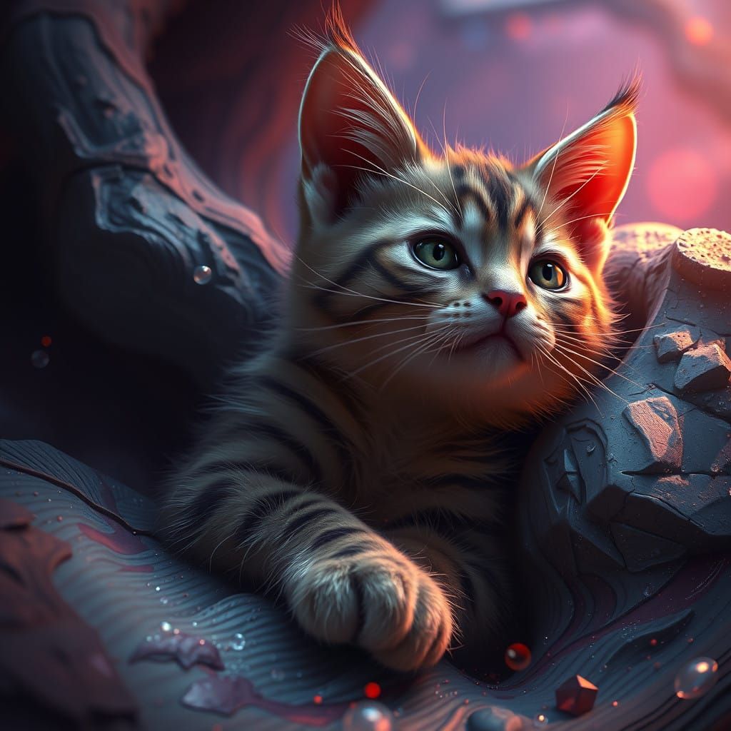 Whimsical Cat Matte Painting in Fantasy Style