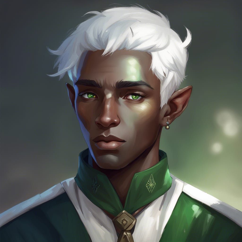 Striking Elf Portrait in Art Nouveau Style