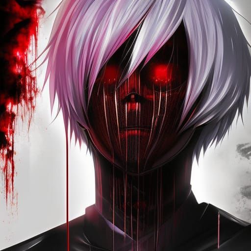 Kaneki Portrait: Bloody Gothic Anime Fan Art