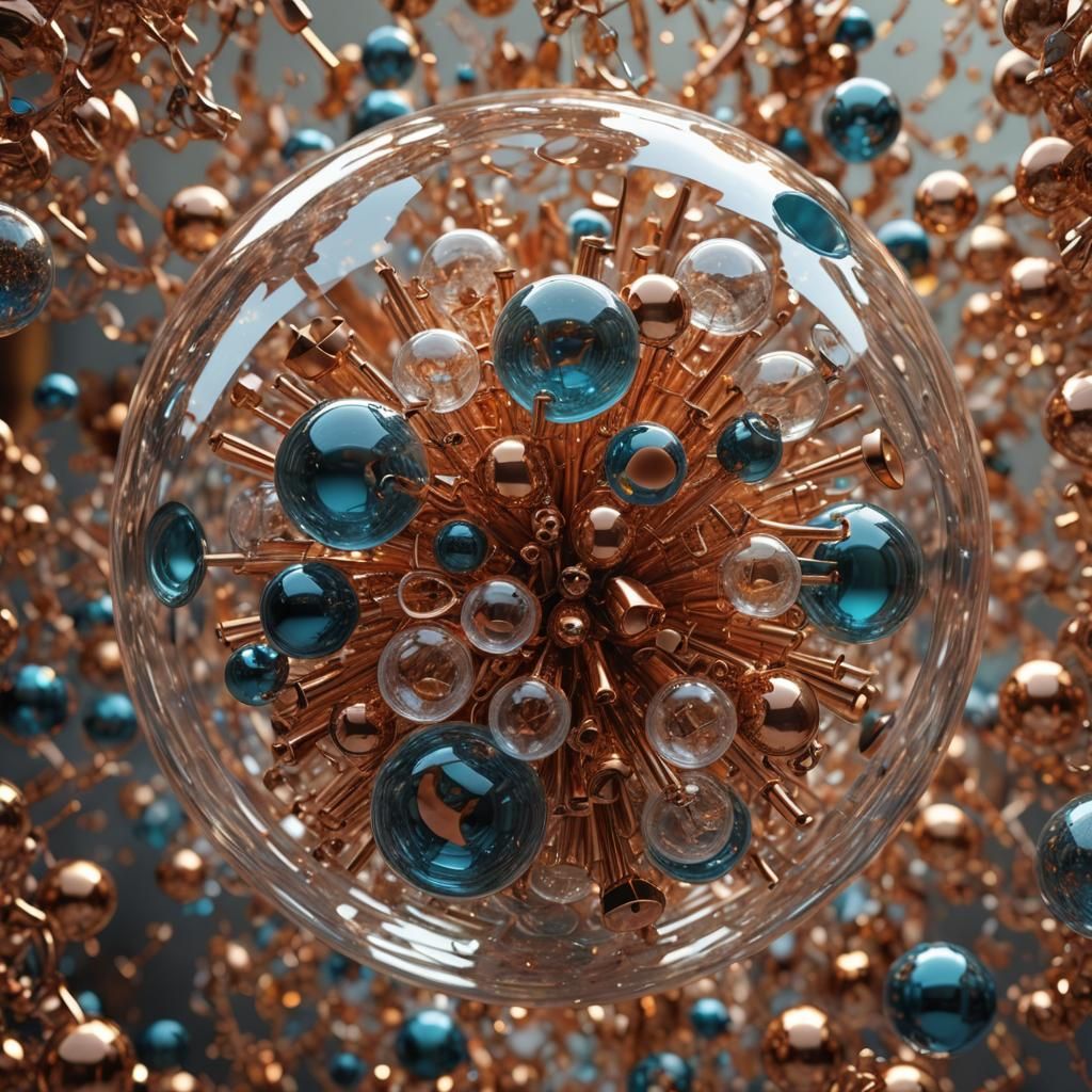 Abstract Blown Glass in Metallic Snow Globe