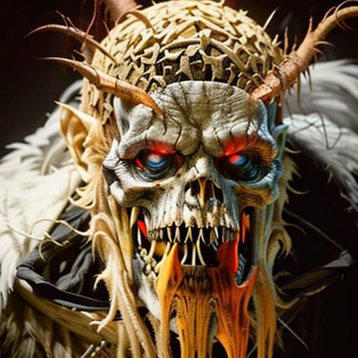 Demonic Humanoid Necrosimus in Dark Cinematic Chamber