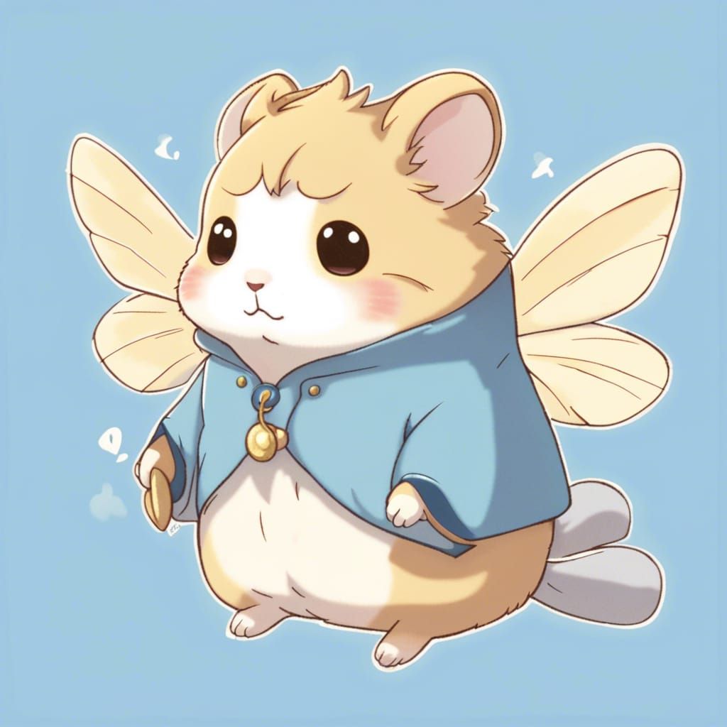 Hamster Moth Hybrid in Anime Style