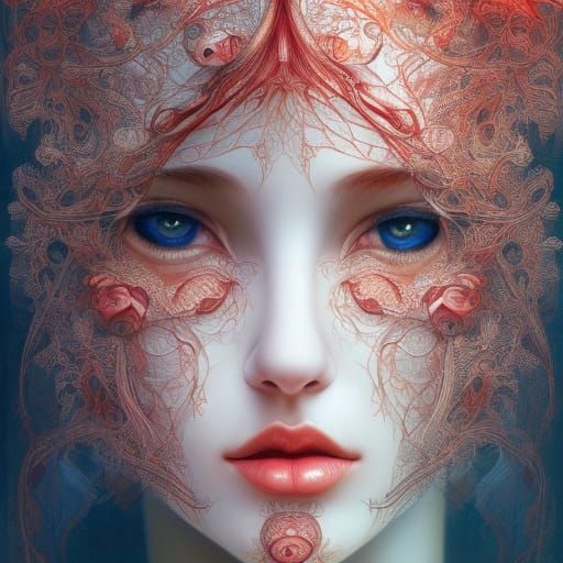 Detailed Portrait with Symmetrical Features in Baroque Style