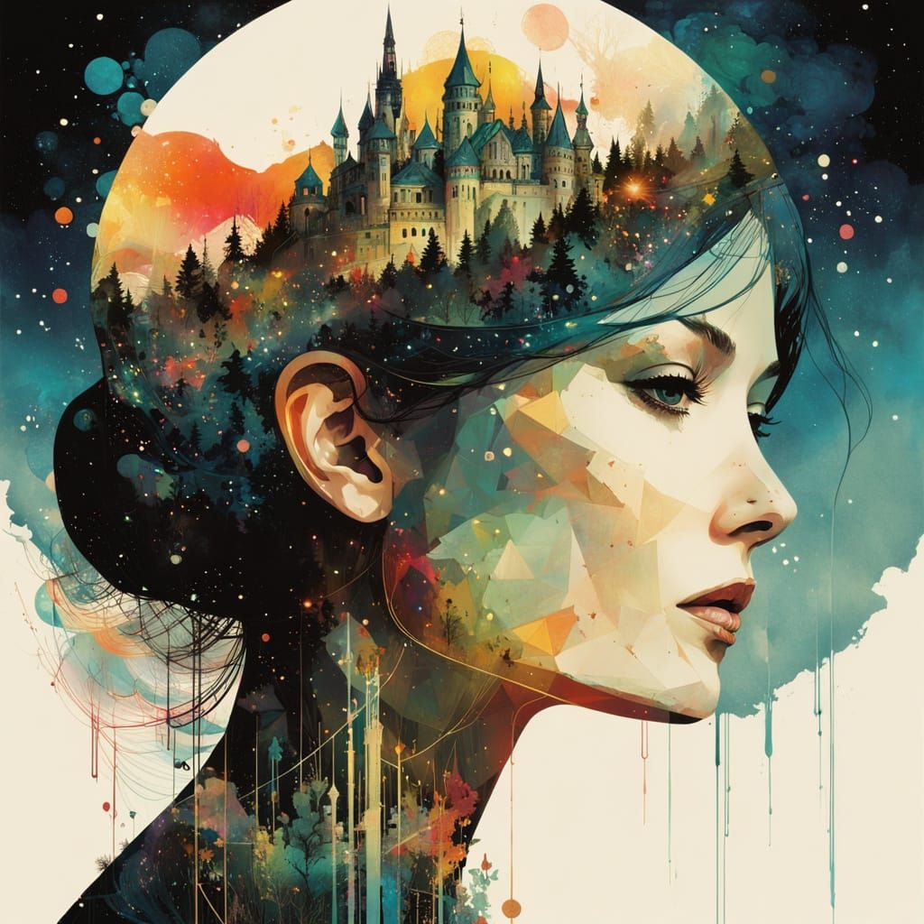 Double exposure in woman