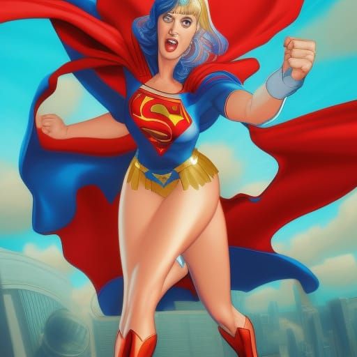 Katy Perry as Supergirl in Comic Book Style