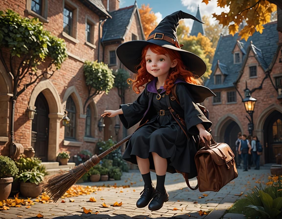 Landing Back to School with her Flying Broom🧙🧹