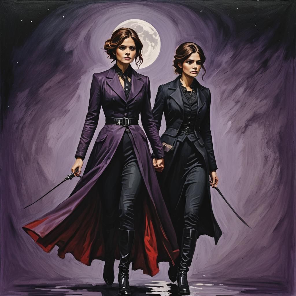 Gothic Victorian Woman in Painterly Oil Gouache Style