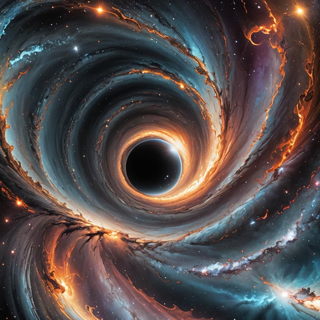 Hyperrealistic Black Hole with Light and Merging Galaxies