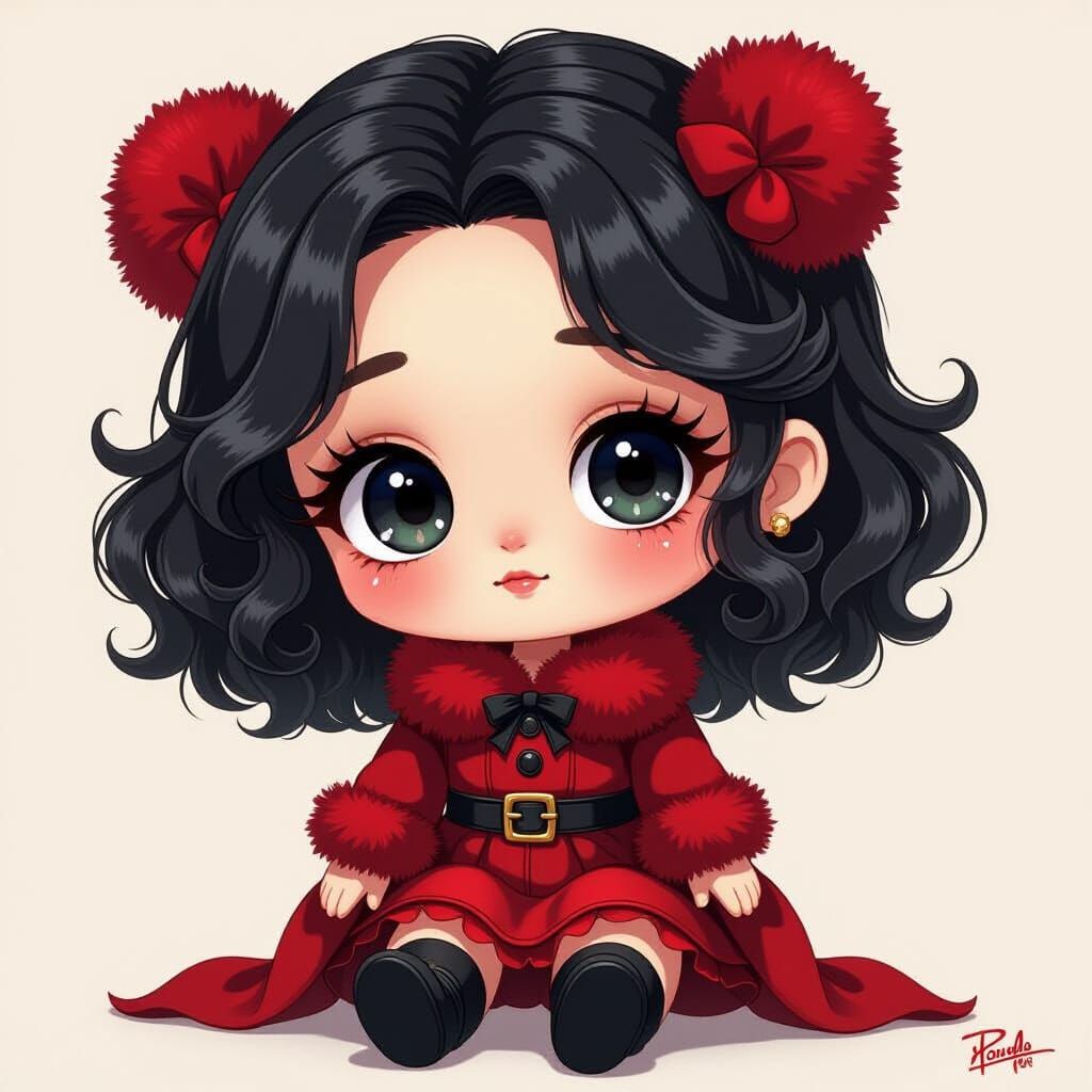 Cute Chibi Plush Doll with Melancholic Eyes