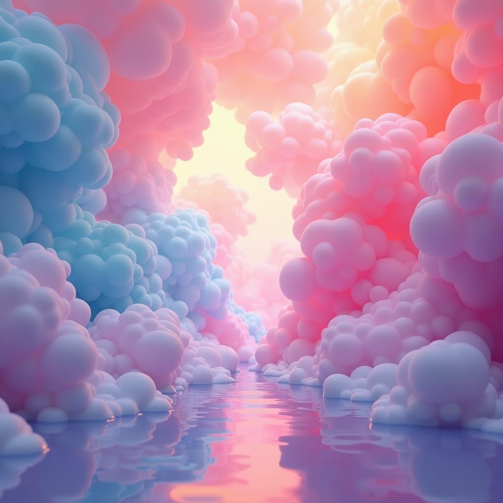 Abstract Shapes in Pastel Hues as Retro Risograph Art