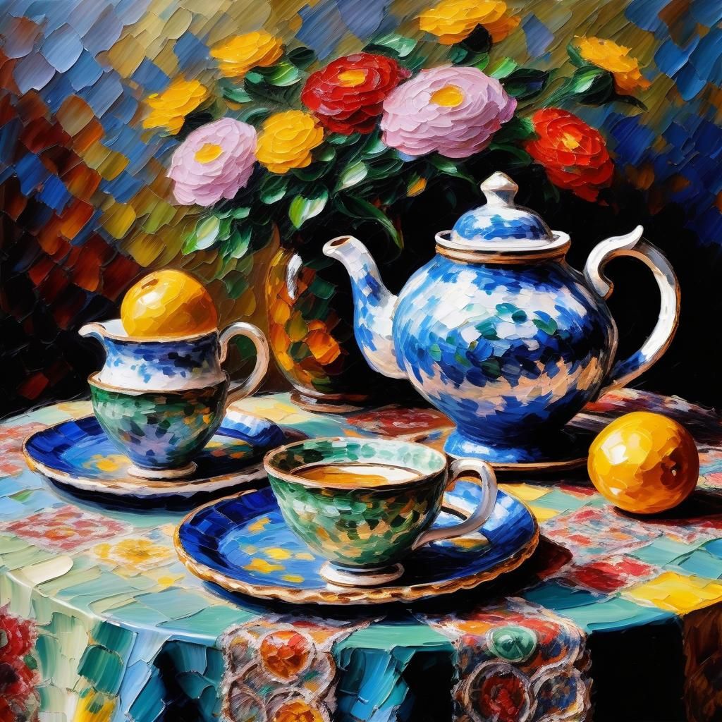 Impasto painting - Morning Tea
