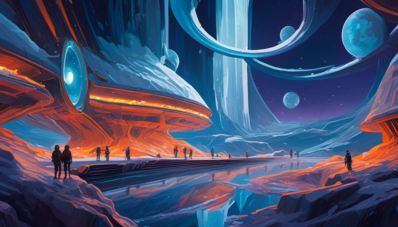Saturn Ice Ring Lodge: Sci-Fi Concept Art
