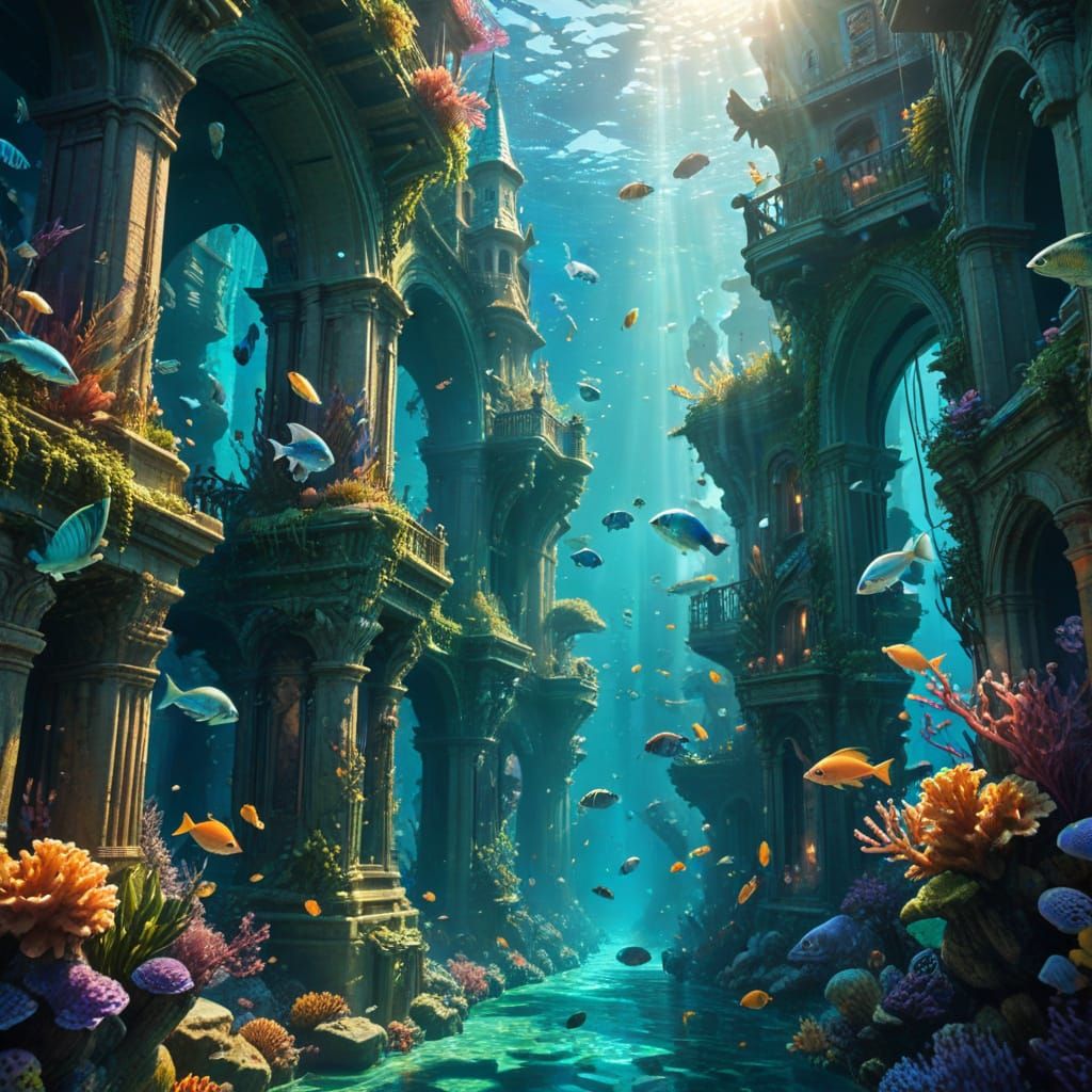 Vibrant Merfolk City in Iridescent Coral Reefs