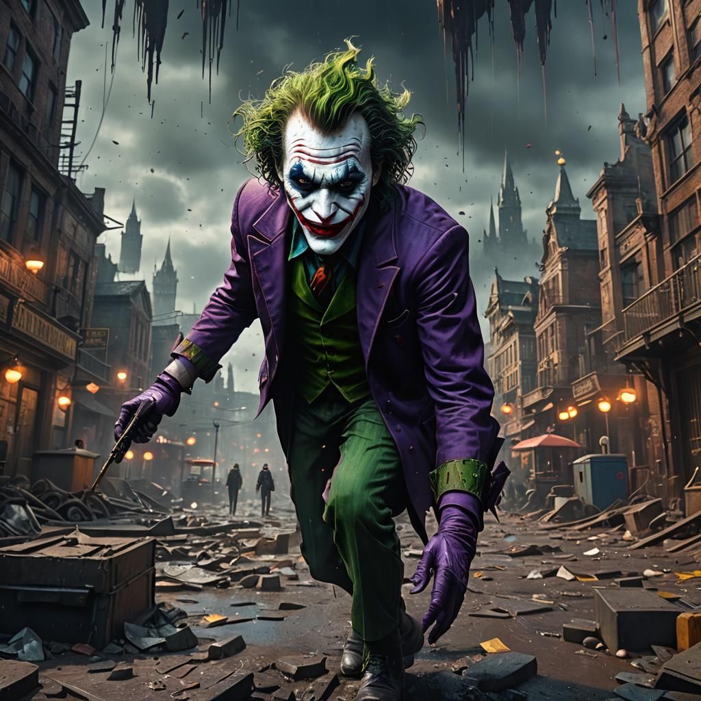Detailed Matte Painting of the Joker in Deep Color