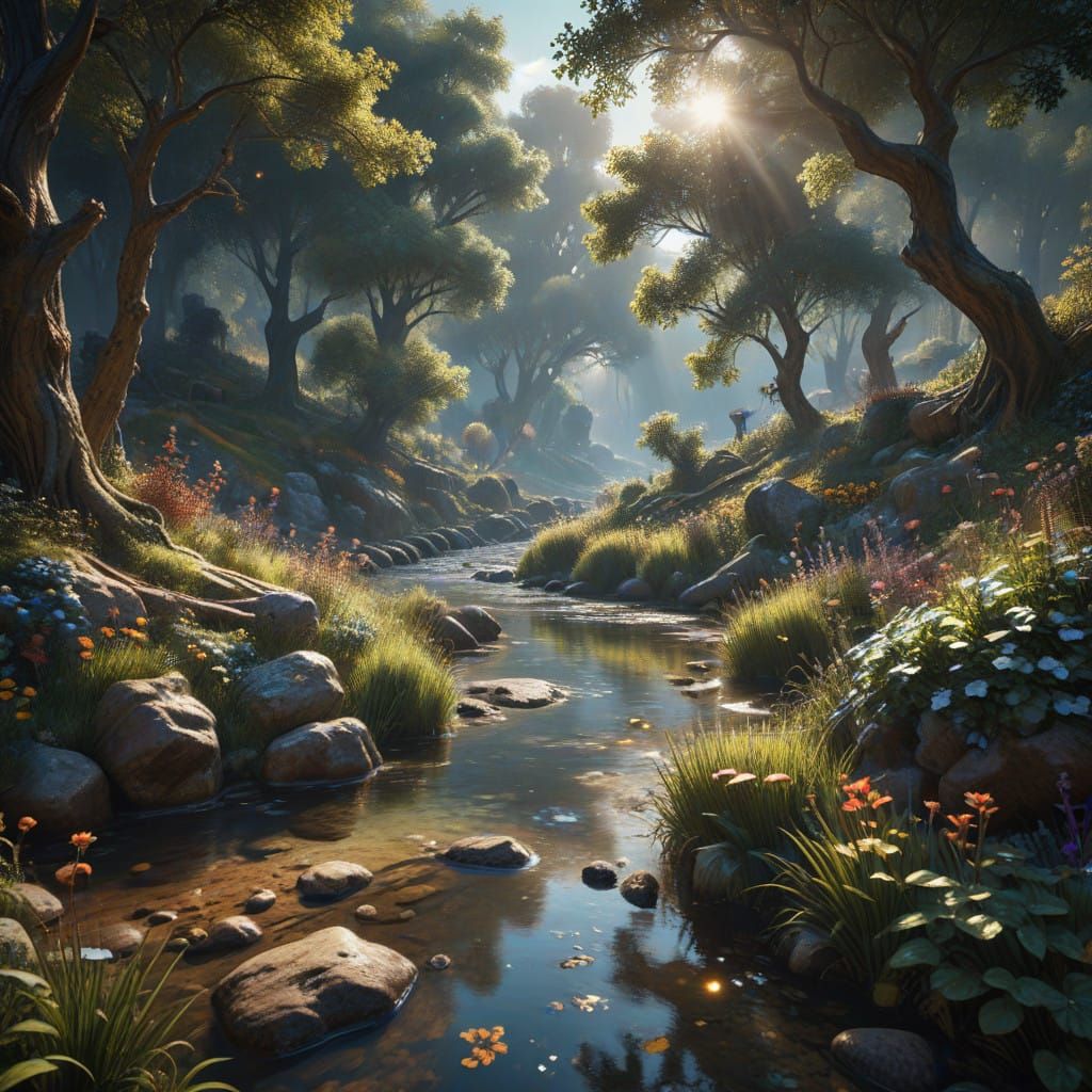 Serene Landscape with Cinematic Lighting and Intricate Detai...