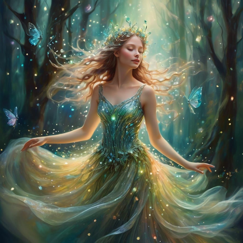 Enchanted Forest Nymph in Whimsical Fantasy Art