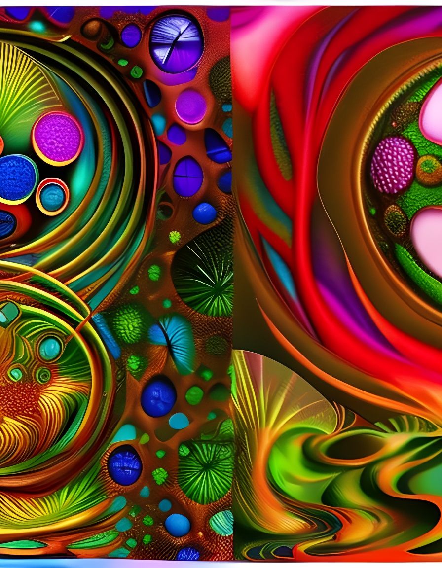 Abstract Fractal Beegee in 3D Textile Collage