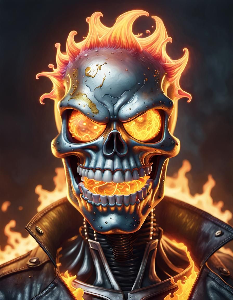 SpongeBob SquarePants as Ghost Rider Portrait
