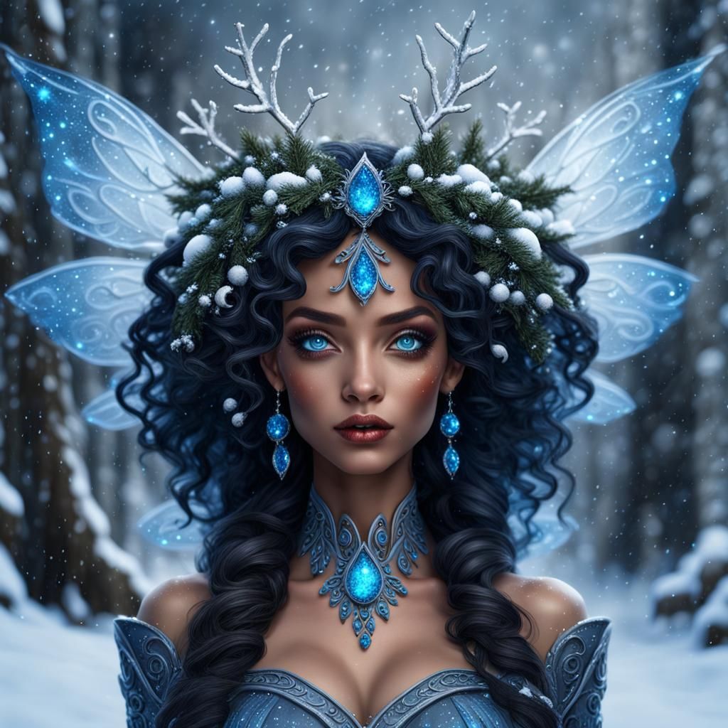 Christmas Fairy in Winter Storm: Fantasy Concept Art