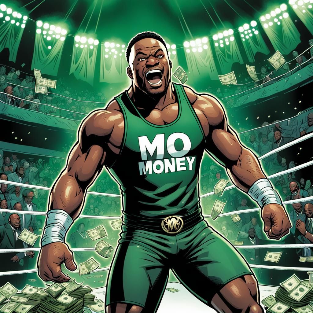 Mo Money: Black Wrestler in Comic Book Art Style