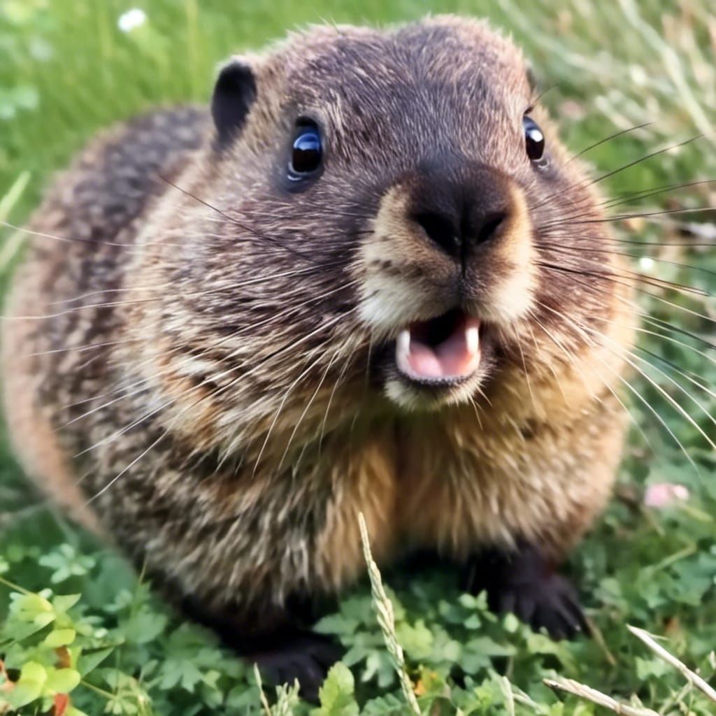 Humorous Woodchuck and Wood Pile Illustration