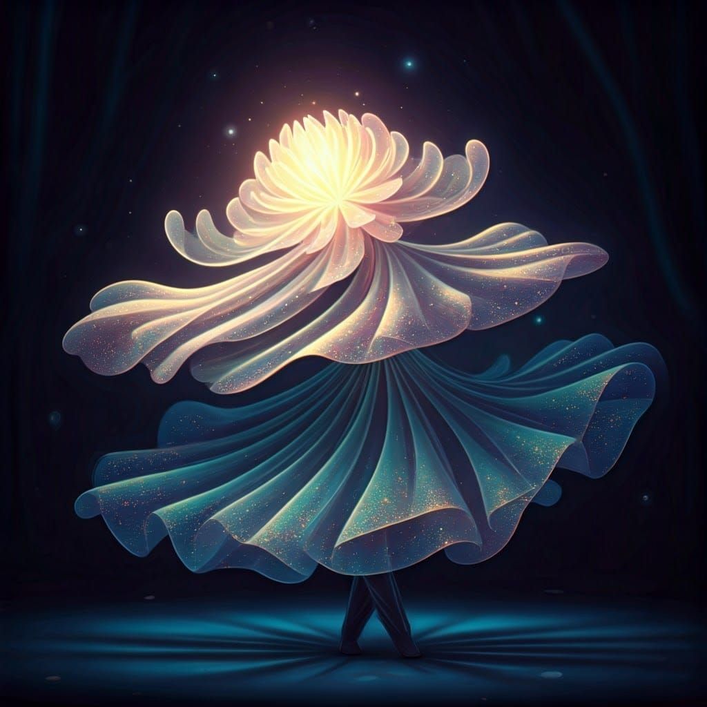 Dancing Flower in Surreal Digital Art Style