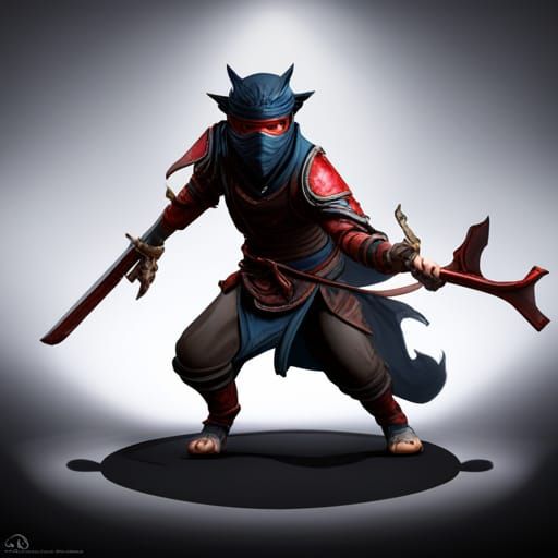 Dog Ninja God in Dark Fantasy Style