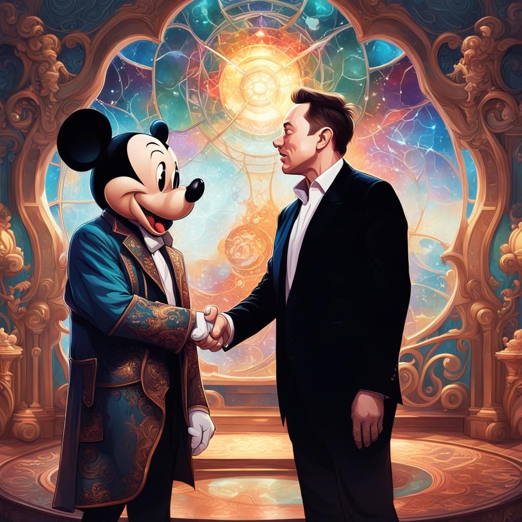 Elon Musk and Mickey Mouse: Digital Art Portrait