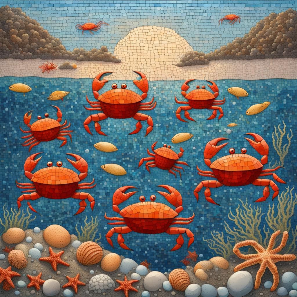 Singing Crabs in Ocean Mosaic