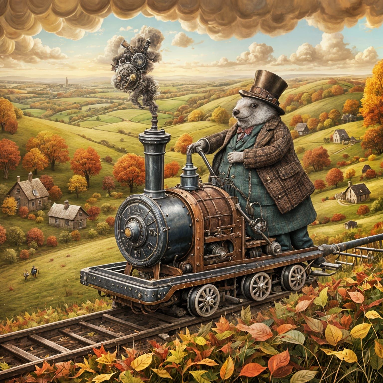 Mole in Tweed Suit with Steampunk Engine